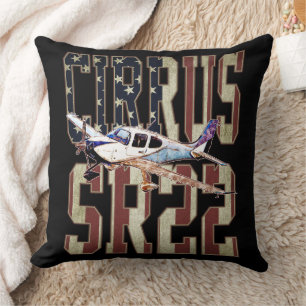 Cirrus SR22 Aircraft Vintage United States Flag Cushion