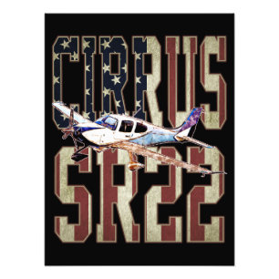 Cirrus SR22 Aircraft Vintage United States Flag Photo Print