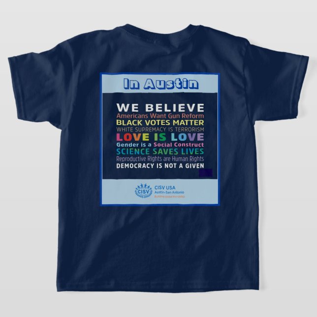 CISV Austin for Peace Boy's T-Shirt (Laydown Back)