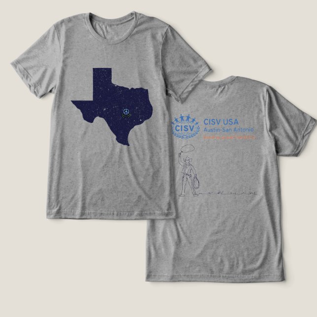 CISV Austin Texas Peace Men's Tri-Blend Shirt (Design Front & Back)