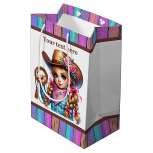 Cite cowgirl customisable Birthday party Medium Gift Bag