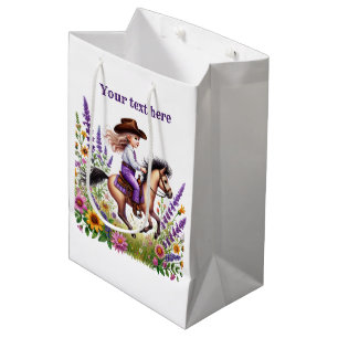 Cite cowgirl customizable Birthday party  Medium Gift Bag