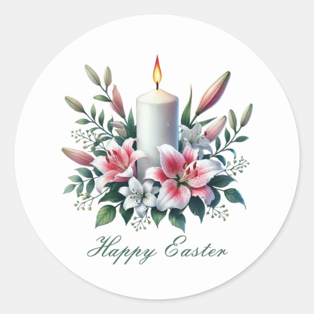 Cite Happy Easter candle  Classic Round Sticker (Front)