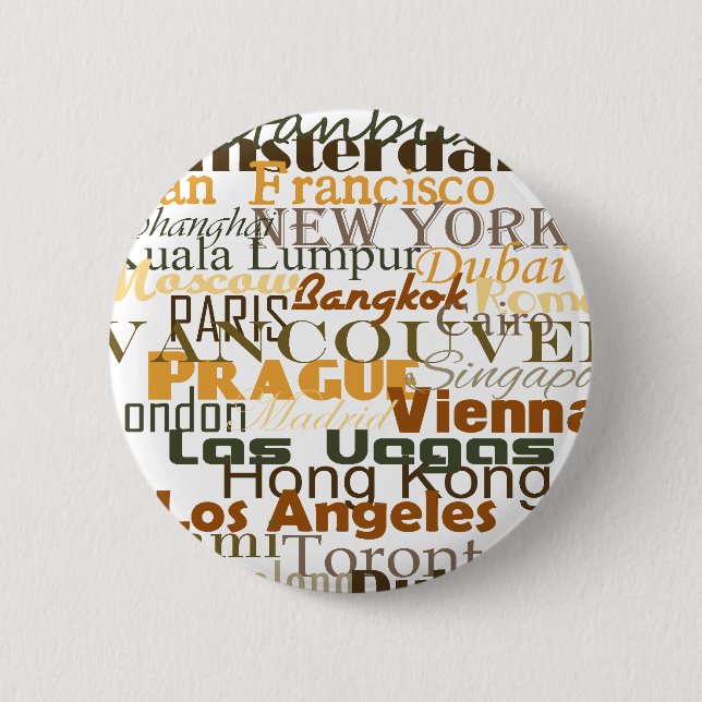 Cities Around the World 6 Cm Round Badge (Front)