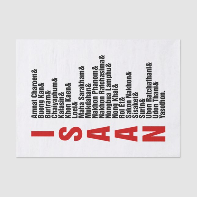 Cities of Isaan, Thailand Tissue Paper (Front)