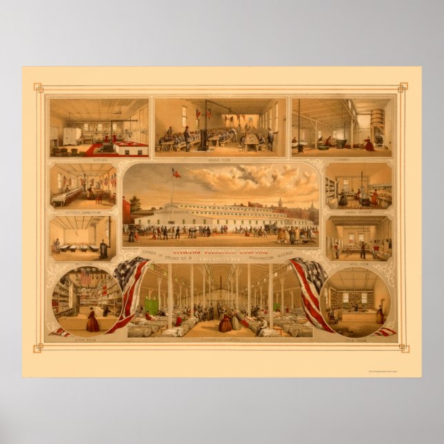 Citizens Volunteer Hospital by P.S. Duval 1862 Poster (Front)