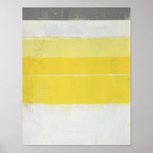 'Citric' Grey and Yellow Abstract Art Poster