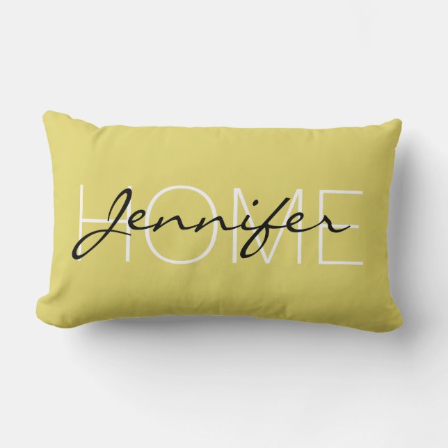 Citrine colour home monogram lumbar cushion (Front)