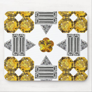 Citrine Diamond Gemstone Art, Yellow Mouse Pad