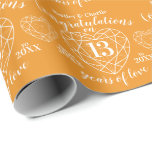 Citrine wedding anniversary 13 years of love wrapping paper<br><div class="desc">Citrine celebrating 13 years of love anniversary wrapping paper. Simple outline heart stone effect line art graphics orange and white 13th Wedding Anniversary wrapping paper. Customise with your own thirteenth wedding anniversary names and marriage from and to years. The 13th wedding anniversary is associated with the gemstone citrine and the...</div>