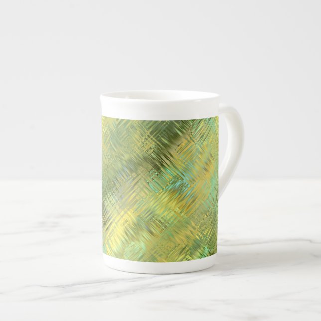 Citrine Yellow Glassy Texture Bone China Mug (Front Right)