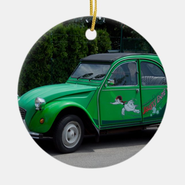 Citroen 2 CV Sauss Ente Ceramic Tree Decoration (Front)