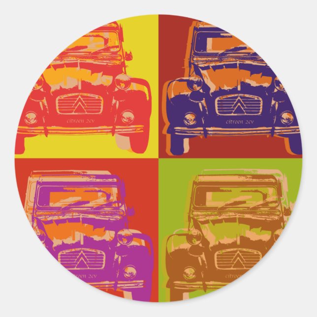 Citroen 2CV 1 Classic Round Sticker (Front)