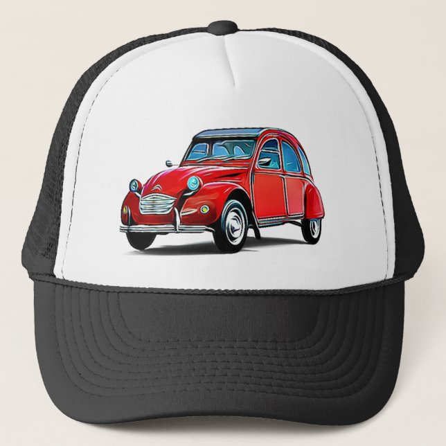 Citroen 2CV Cartoon Trucker Hat (Front)