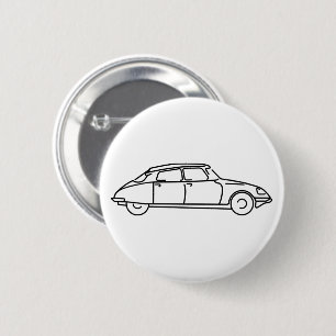 Citroen DS 19 Black Silhouette 6 Cm Round Badge