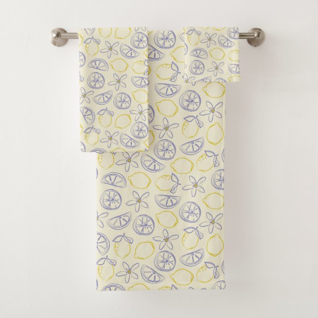Citron Doodle Pattern Bath Towel Set (Insitu)
