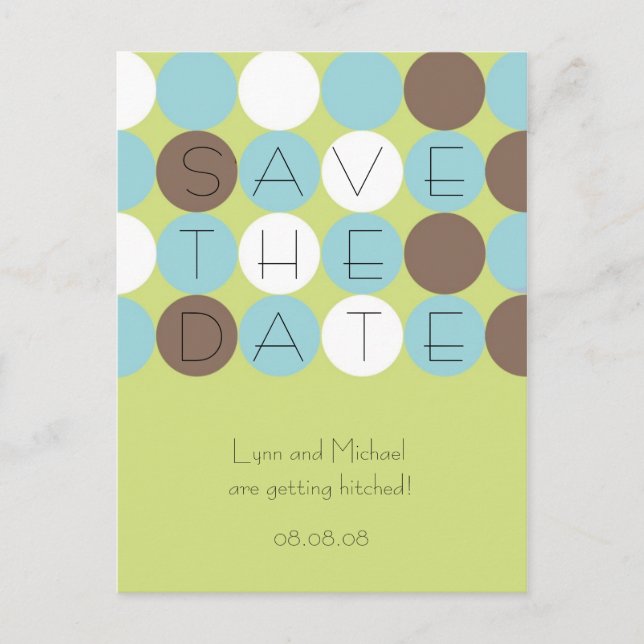 Citron Dots Save the Date Postcard (Customisable) (Front)