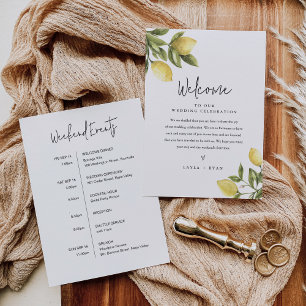 CITRON Lemon Wedding Welcome Letter & Itinerary Invitation