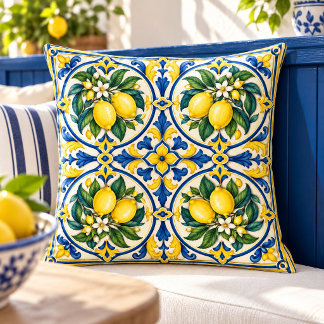 Citron Tile Garden Throw Pillow