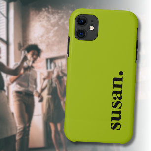 Citron Yellow Black Modern Elegant Name  Case-Mate iPhone Case