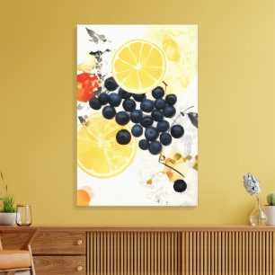 Citrus and Berry Botanical Mixed Media Canvas Print