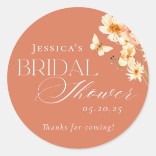 Citrus and Floral Bridal Shower Classic Round Sticker