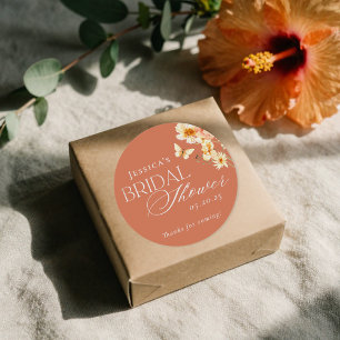 Citrus and Floral Bridal Shower Classic Round Sticker