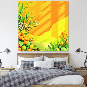 Citrus and Leaves Graphic Canvas Print
