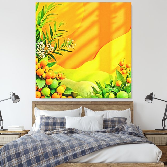 Citrus and Leaves Graphic Canvas Print (Insitu(Bedroom))