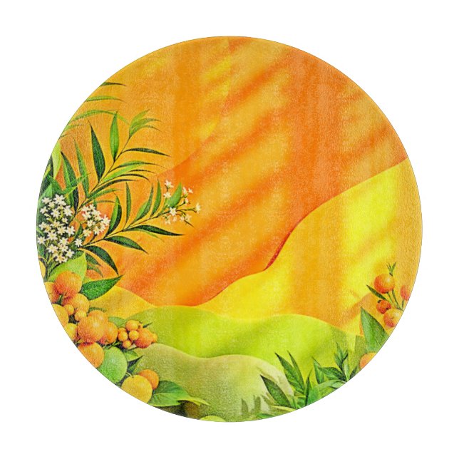 Citrus and Leaves Graphic Cutting Board (Front)