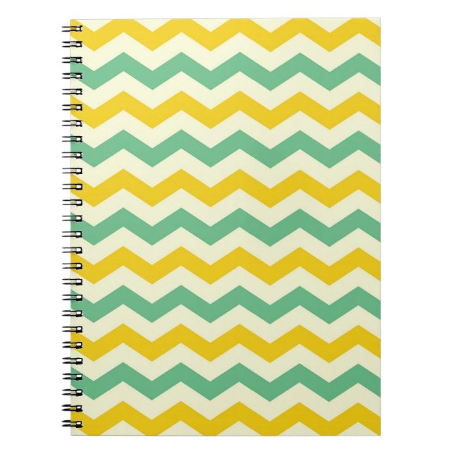 Citrus and Lime Chevron Zigzags Yellow Green Spiral Notebook (Front)