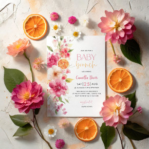 Citrus Baby Brunch, Lemon Bright Floral Invitation