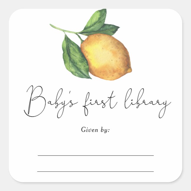 Citrus - Baby Shower bookplate, books for baby Square Sticker (Front)