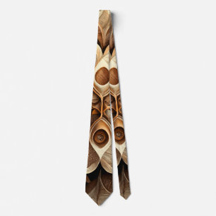 Citrus Beige Brown Ornamental Plaid Decor Pattern Tie