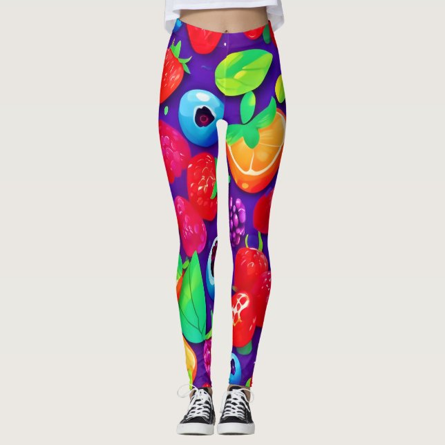 Citrus & Berries Burst Leggings (Front)