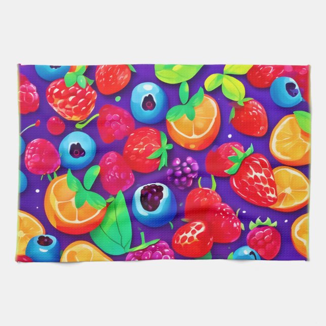 Citrus & Berries Burst Tea Towel (Horizontal)