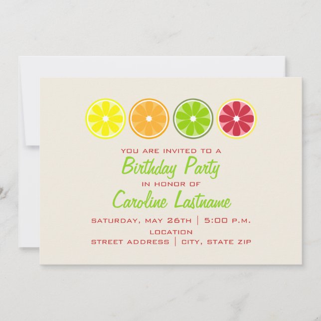 Citrus Birthday Party Invitation (Front)