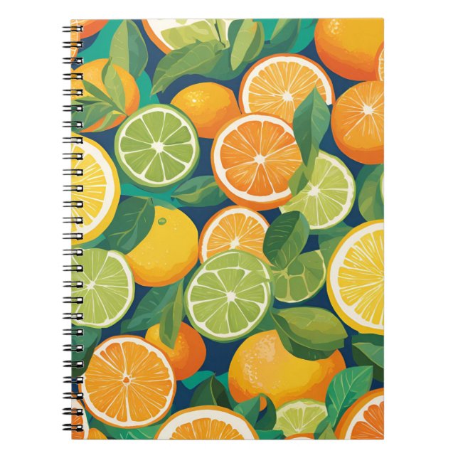 Citrus Bliss Notebook – Vibrant Lemon, Lime, and O (Front)
