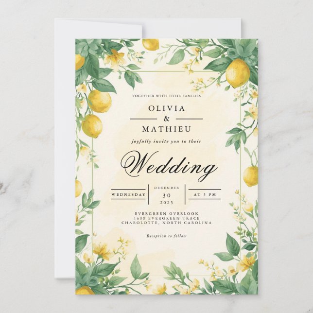 Citrus Bloom Archway Wedding Invitation (Front)