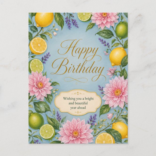 Citrus Bloom Birthday Celebration Postcard (Front)