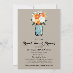 Citrus Bloom Mason Jar   Bridal Shower Brunch Invitation