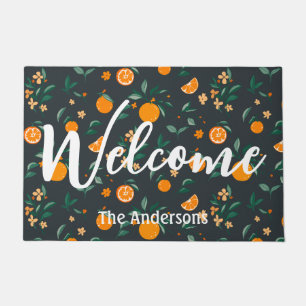 Citrus Bloom Oranges & Botanical Foliage Welcome Doormat