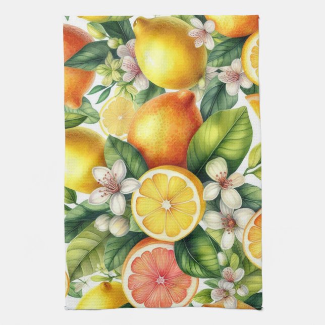  Citrus Bloom Tea Towel (Vertical)