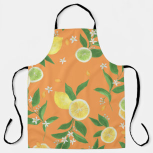 Citrus Bloom Watercolor Fabric Apron