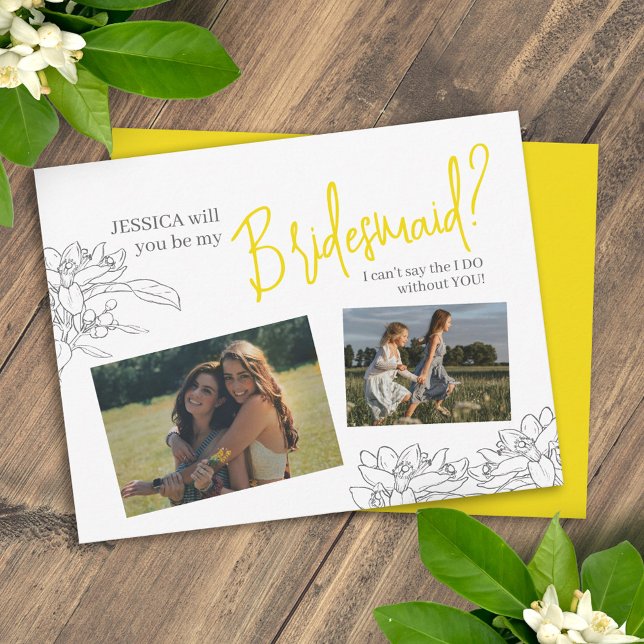 Citrus blossom yellow Will You Be My Bridesmaid Card (Creator Uploaded)