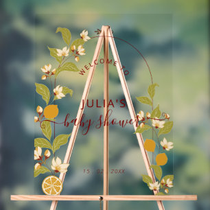 Citrus Blue Yellow Lemon Amalfi Coast Baby Shower Acrylic Sign