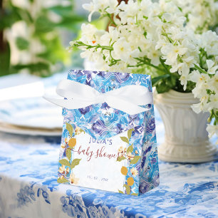 Citrus Blue Yellow Lemon Amalfi Coast Baby Shower Favour Box
