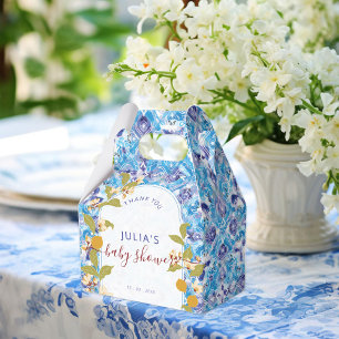 Citrus Blue Yellow Lemon Amalfi Coast Baby Shower Favour Box