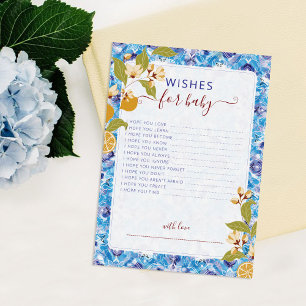 Citrus Blue Yellow Lemon Amalfi Coast Baby Shower Invitation