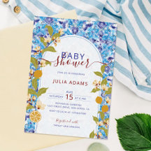 Citrus Blue Yellow Lemon Amalfi Coast Baby Shower